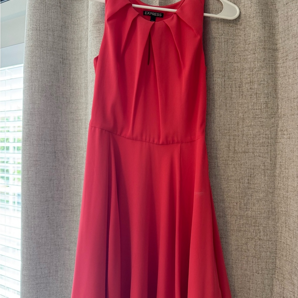 Express Bold Pink Sleeveless Midi Dress